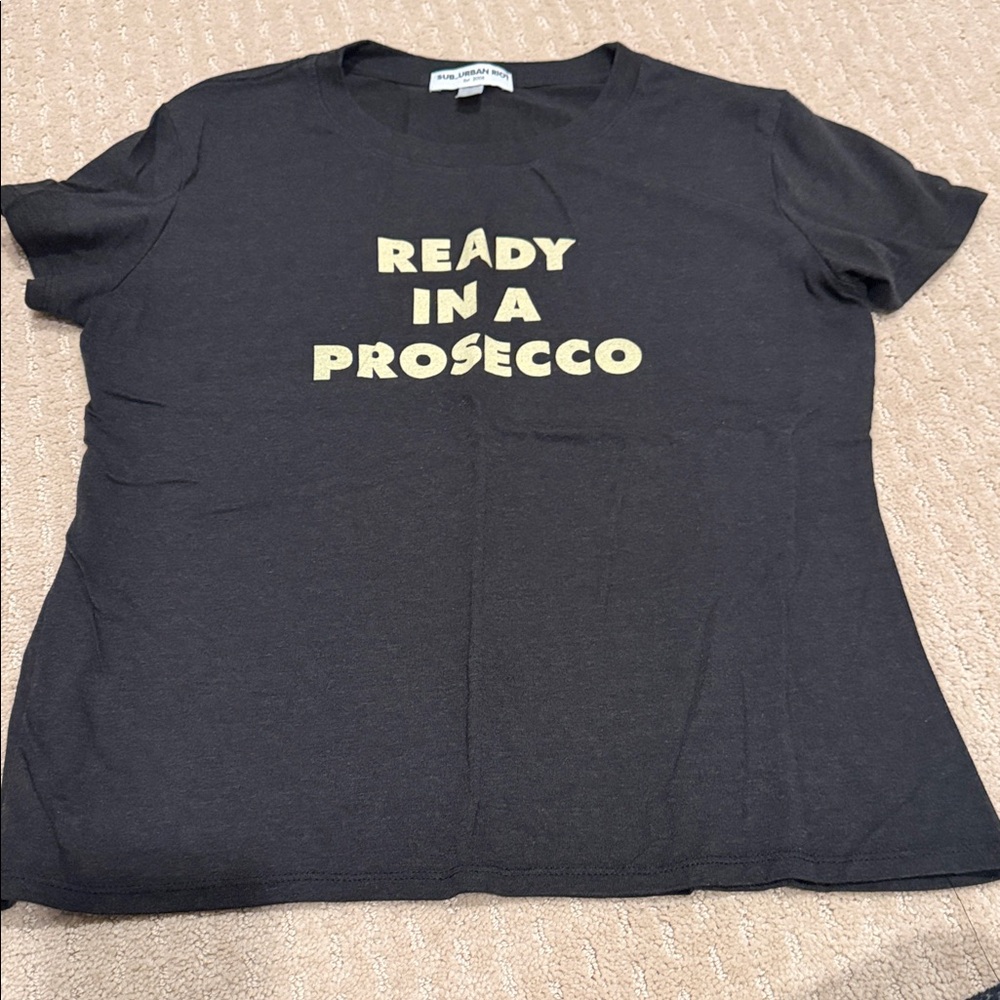 Black Graphic Tee with Gold Text